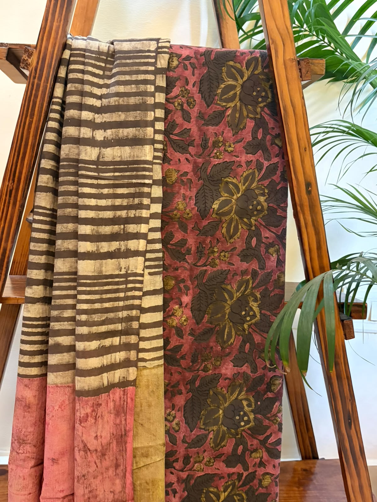 100 Pure Cotton Handblock Printed 3-Piece Suit  Naturally Dyed with Pomegranate Peel