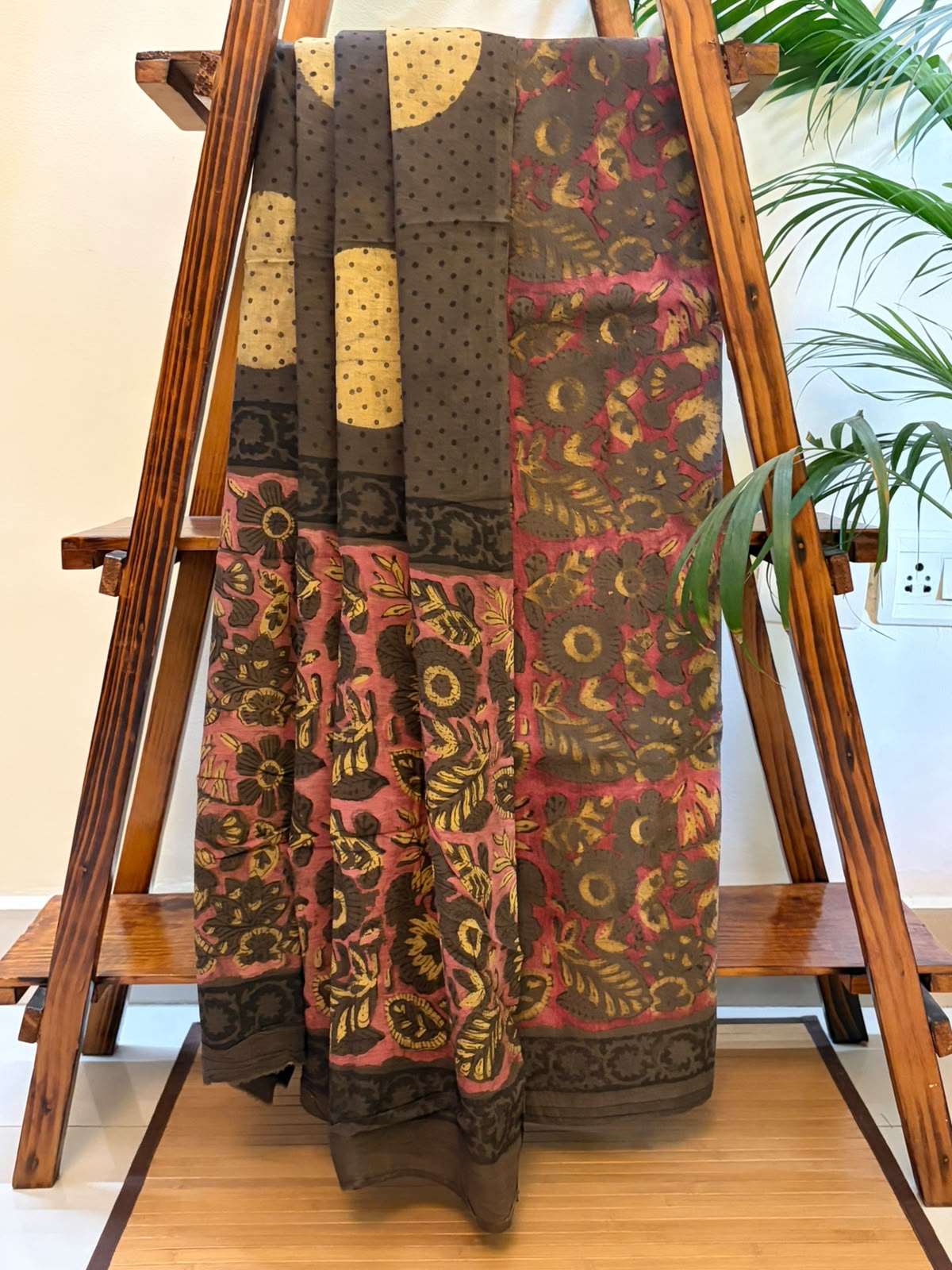 100 Pure Cotton Handblock Printed 3-Piece Suit  Naturally Dyed with Pomegranate Peel
