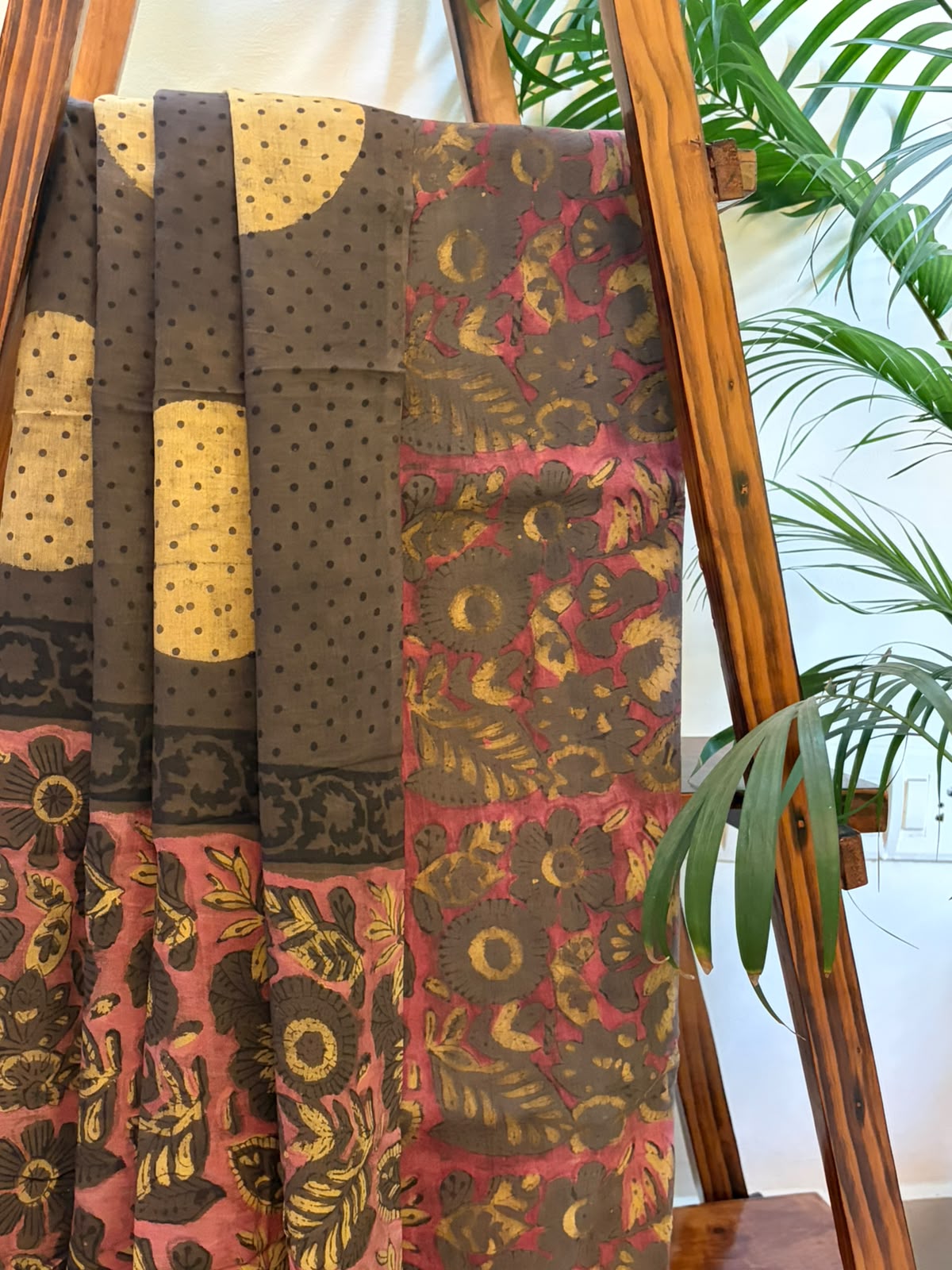 100 Pure Cotton Handblock Printed 3-Piece Suit Naturally Dyed with Pomegranate Peel