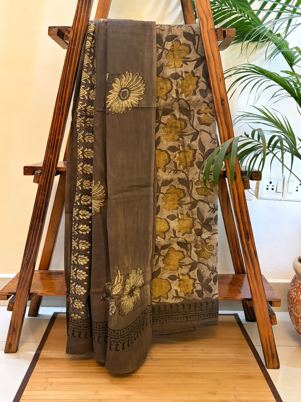 100 Pure Cotton Handblock Printed 3-Piece Suit  Naturally Dyed with Pomegranate Peel