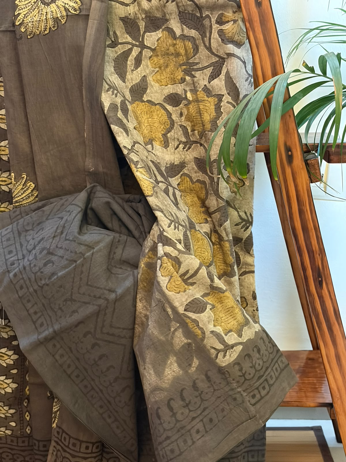 100 Pure Cotton Handblock Printed 3-Piece Suit  Naturally Dyed with Pomegranate Peel
