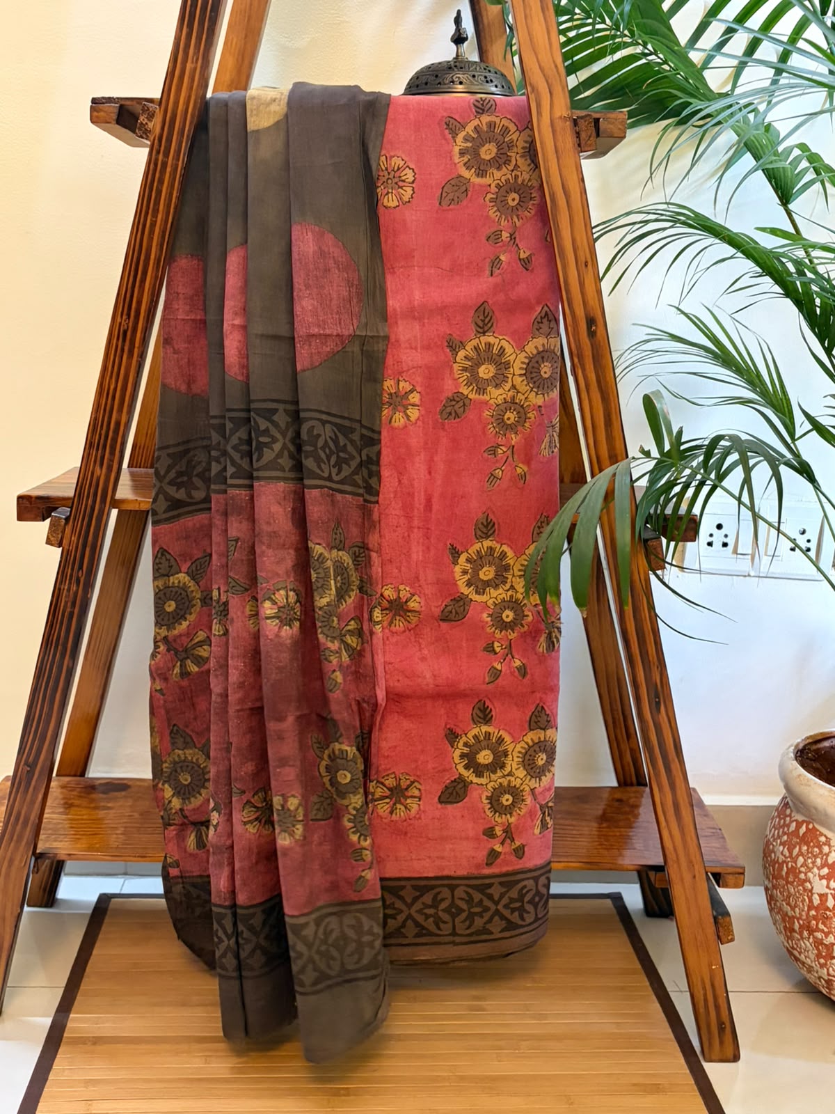 100 Pure Cotton Handblock Printed 3-Piece Suit  Naturally Dyed with Pomegranate Peel