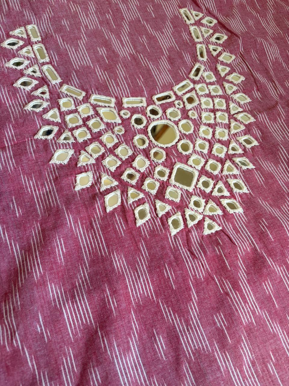 Pure Cotton Woven Ikkat Kurta with Real Mirror work
