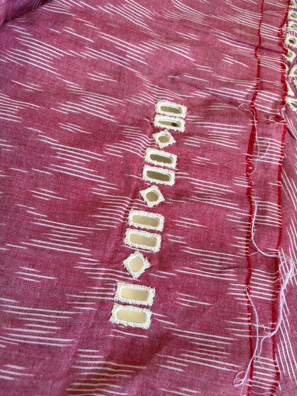 Pure Cotton Woven Ikkat Kurta with Real Mirror work