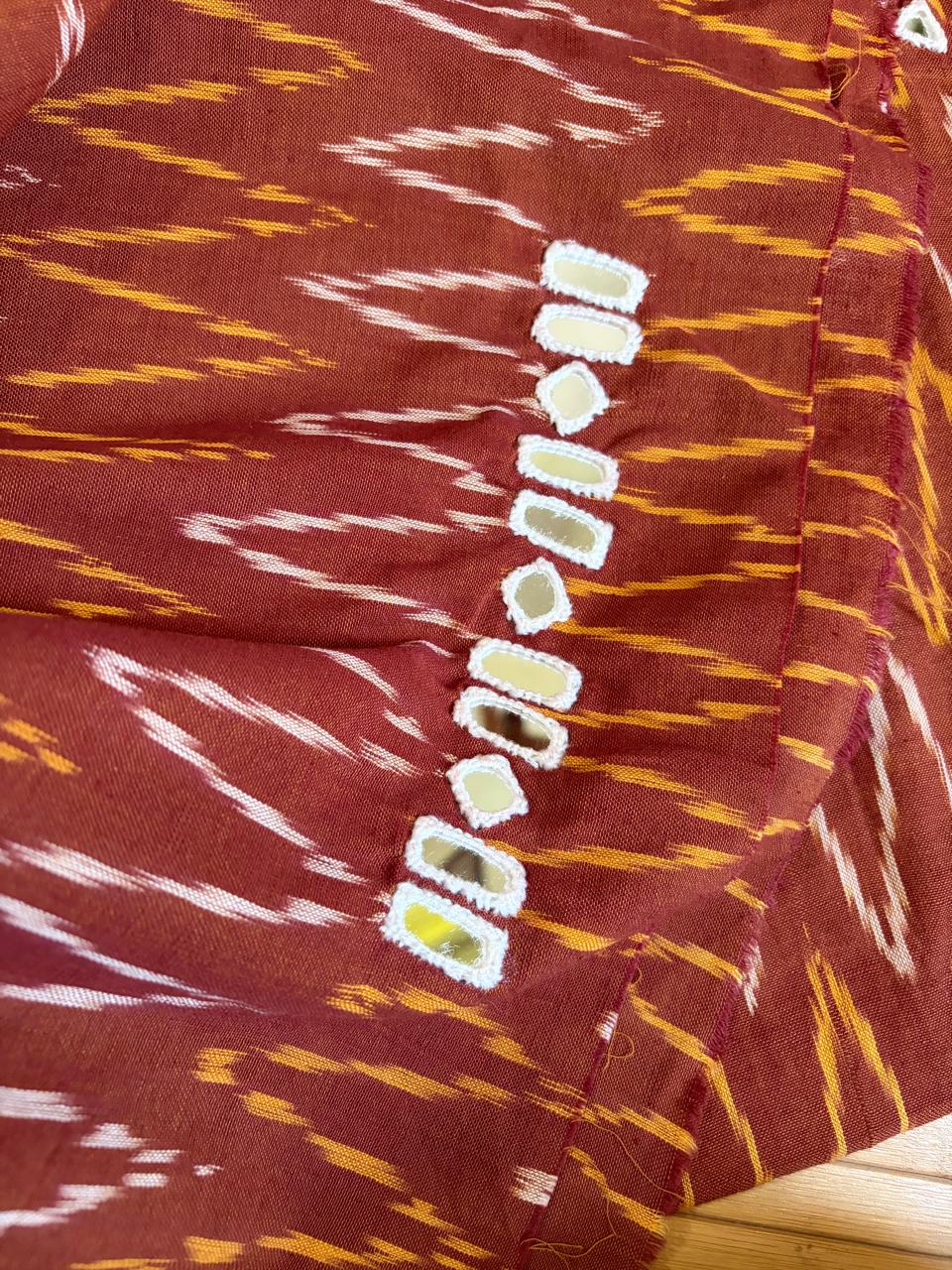 Pure Cotton Woven Ikkat Kurta with Real Mirror work