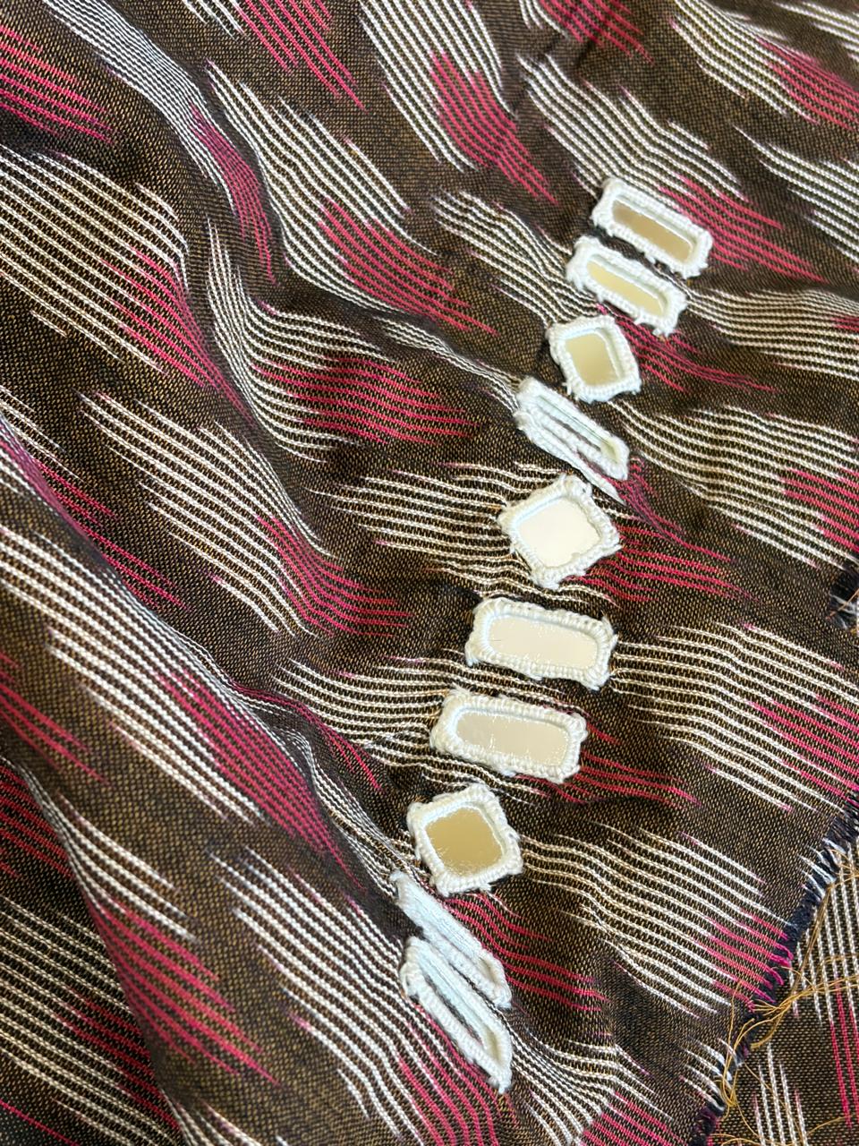 Pure Cotton Woven Ikkat Kurta with Real Mirror work
