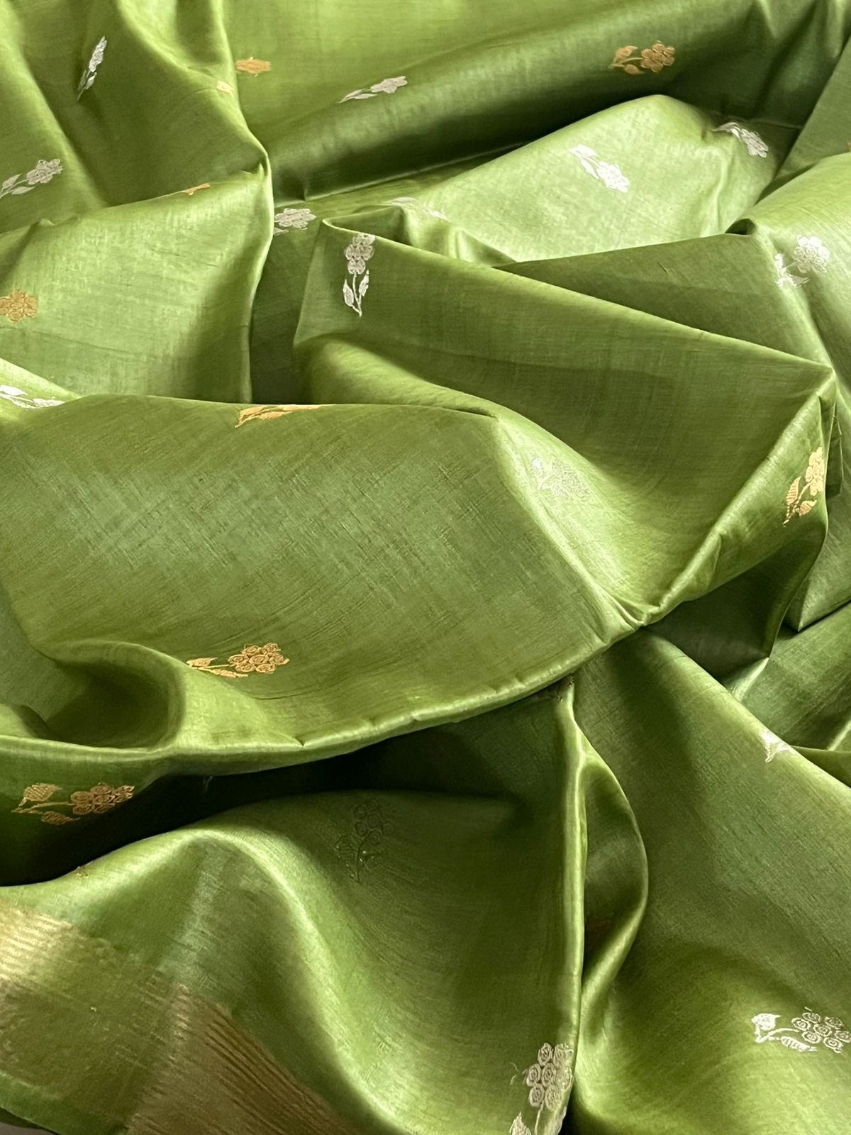 Pure Kosa Silk Handwoven saree - Green