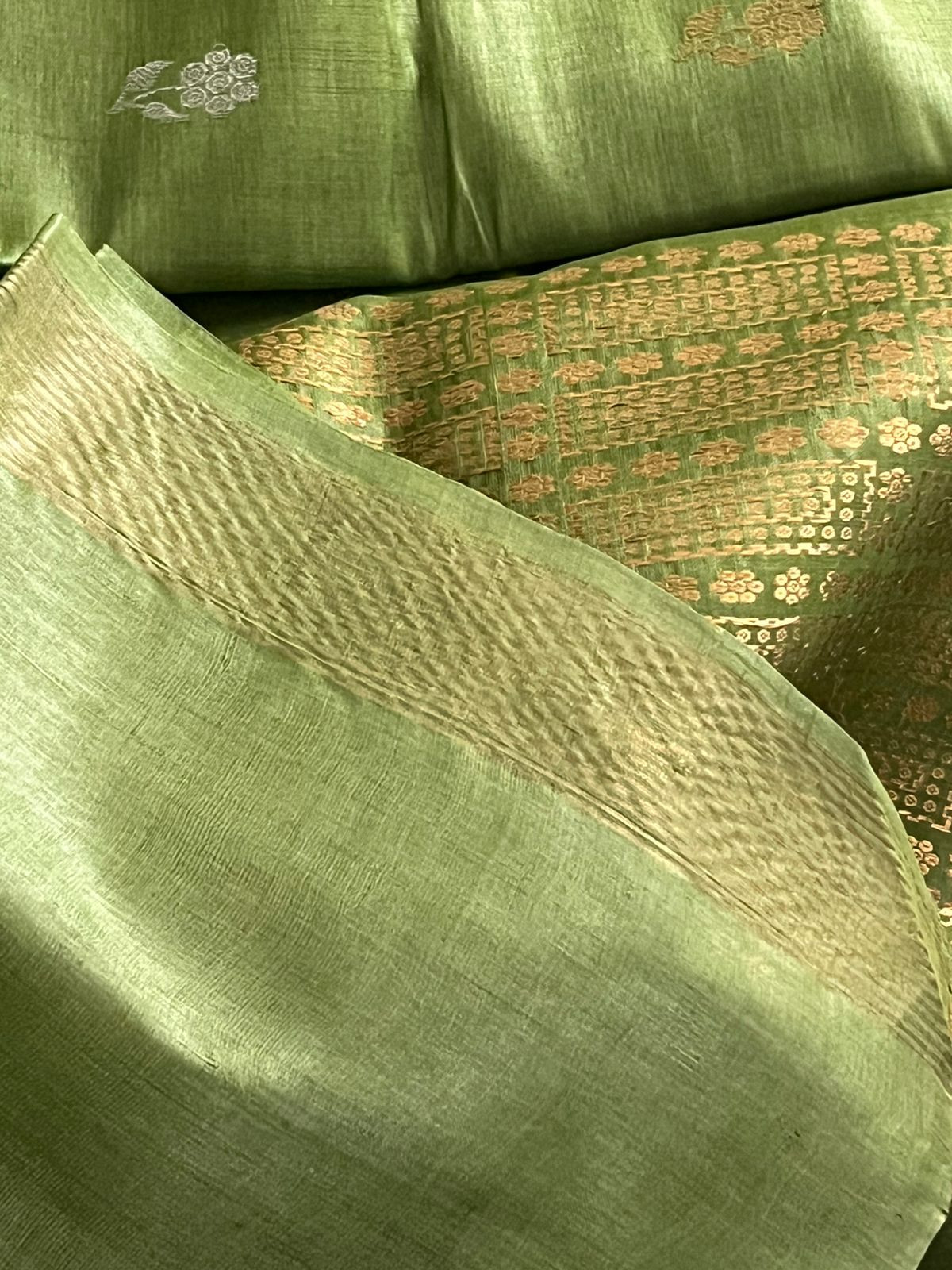Pure Kosa Silk Handwoven saree - Green