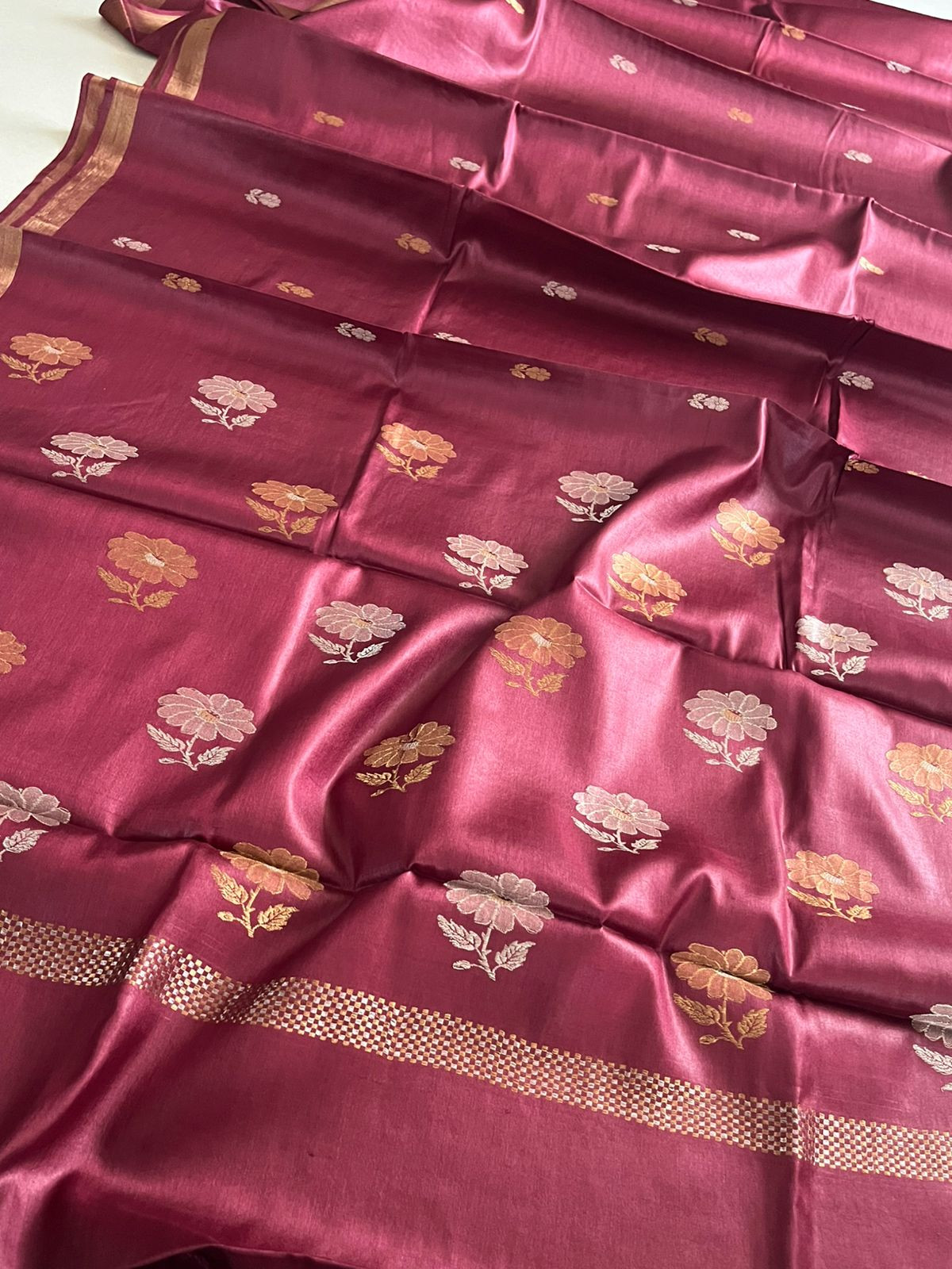 Pure Kosa Silk Handwoven saree - Maroon