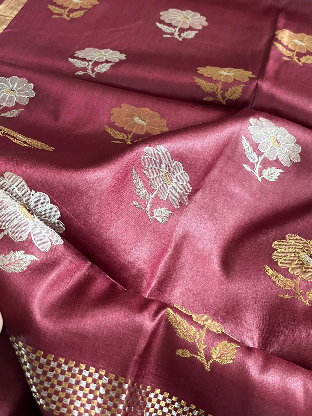 Pure Kosa Silk Handwoven saree - Maroon