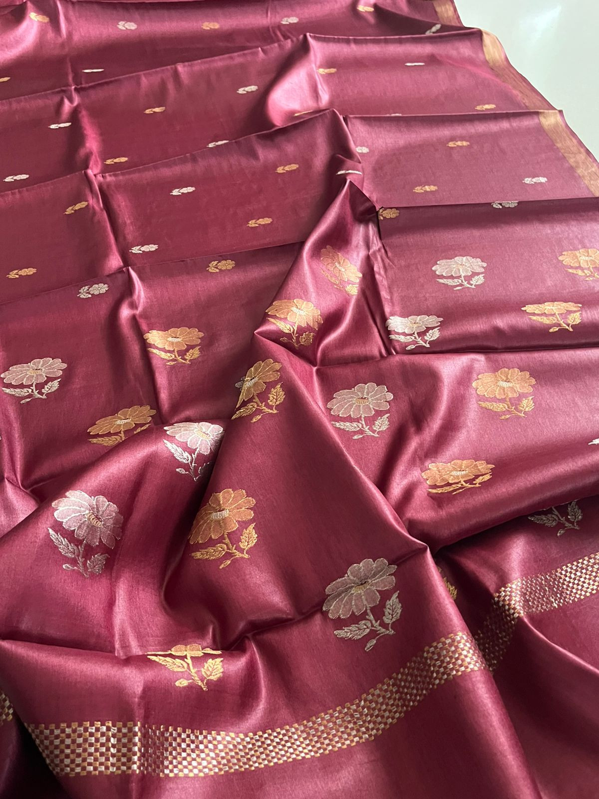 Pure Kosa Silk Handwoven saree - Maroon