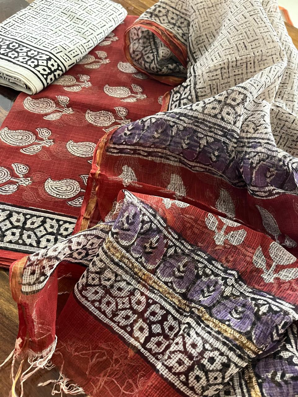 Pure Kota Cotton Handblock printed Suits