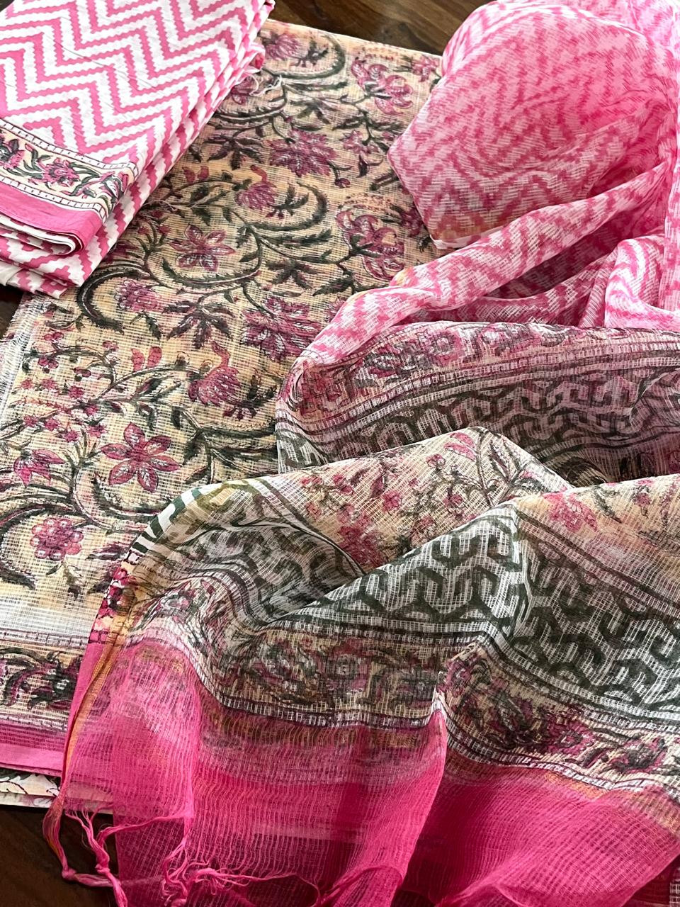 Pure Kota Cotton Handblock printed Suits
