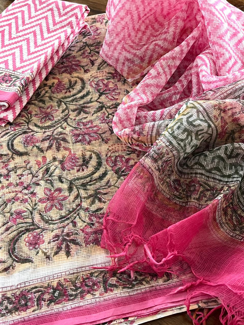 Pure Kota Cotton Handblock printed Suits