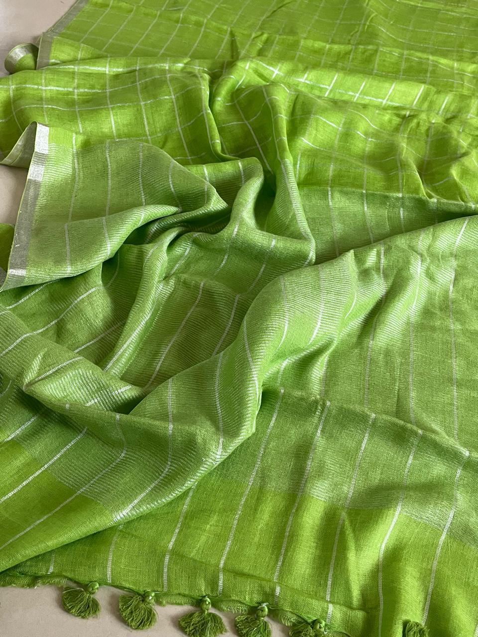 Pure Linen Saree with border