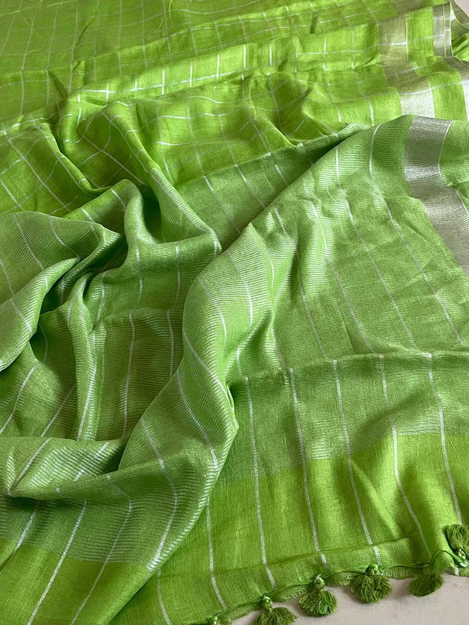 Pure Linen Saree with border