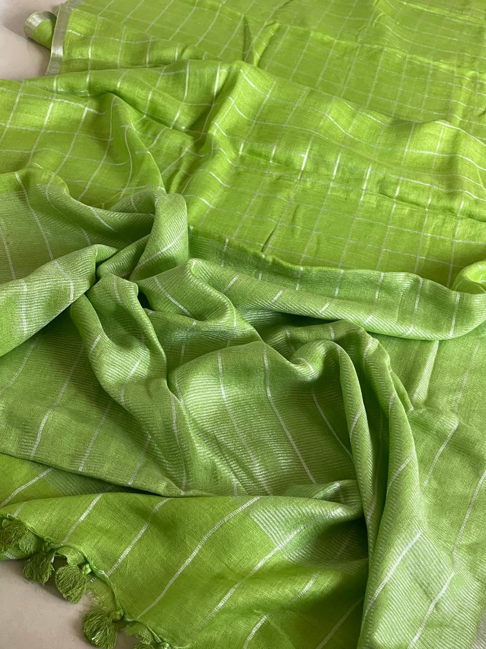 Pure Linen Saree with border