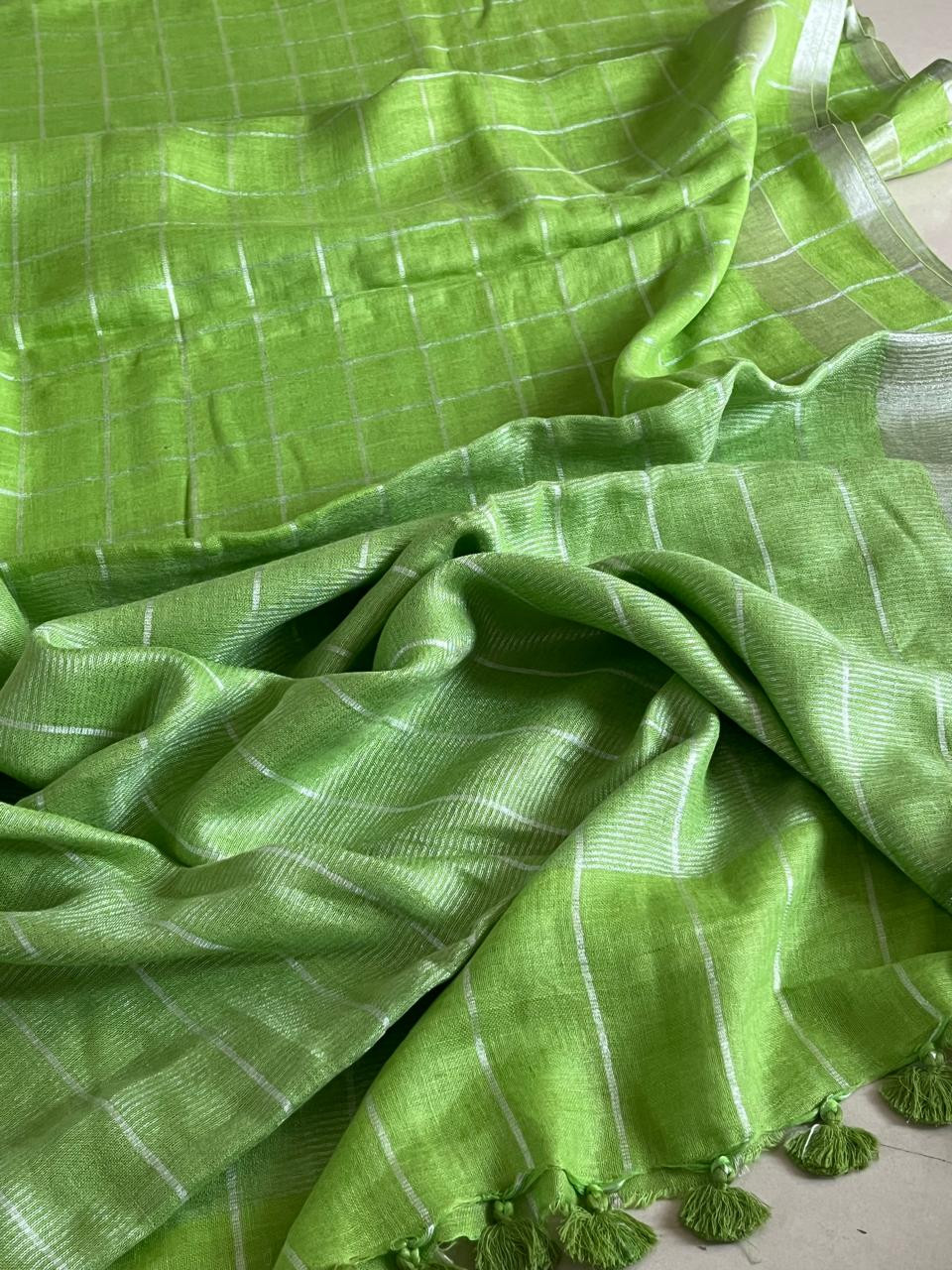 Pure Linen Saree with border