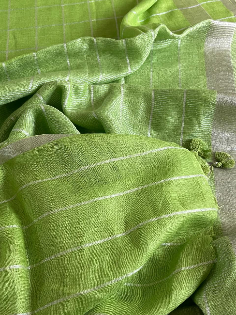 Pure Linen Saree with border