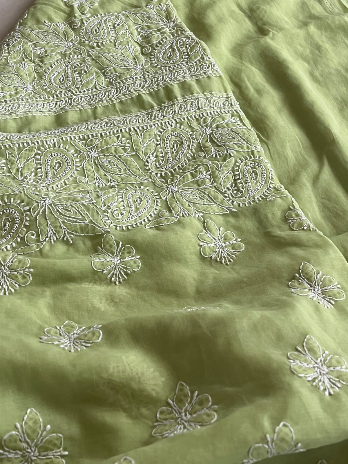 Pure Mul 3 piece suit with pearl work - Green