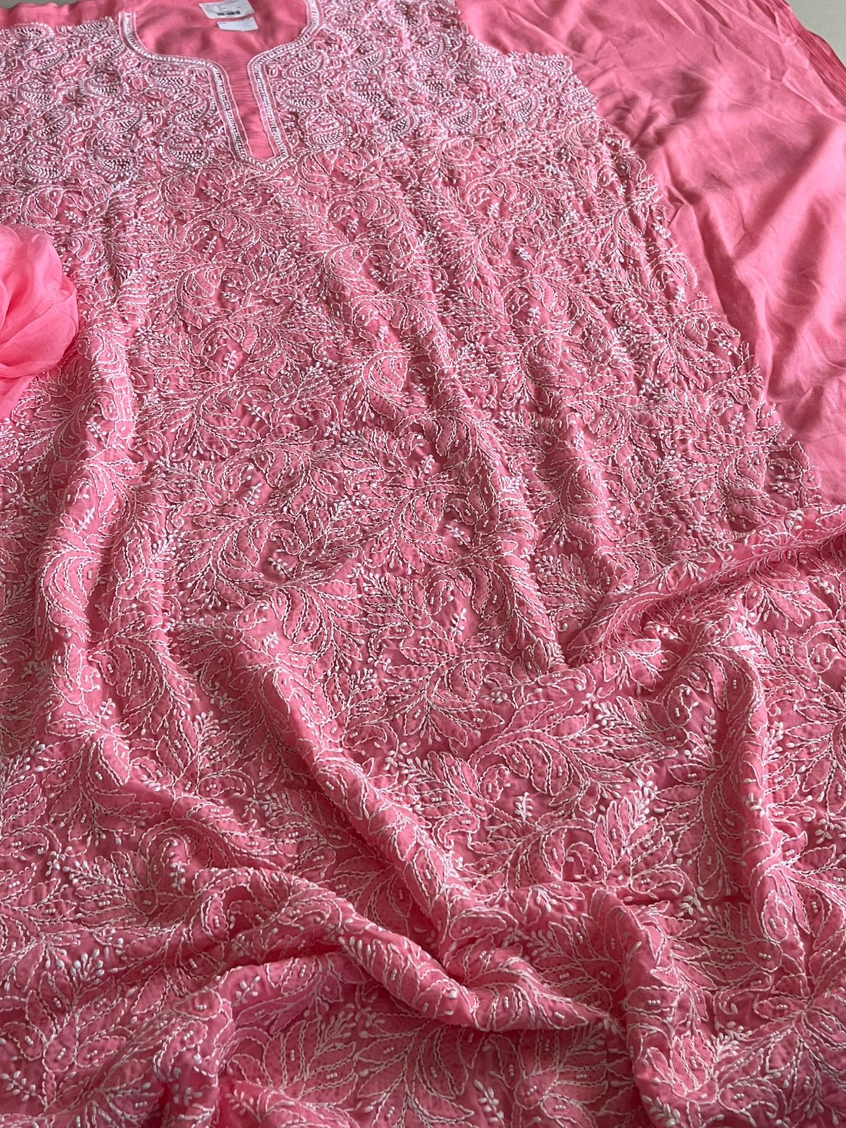 Pure Mul 3 piece suit with pearl work - Pink