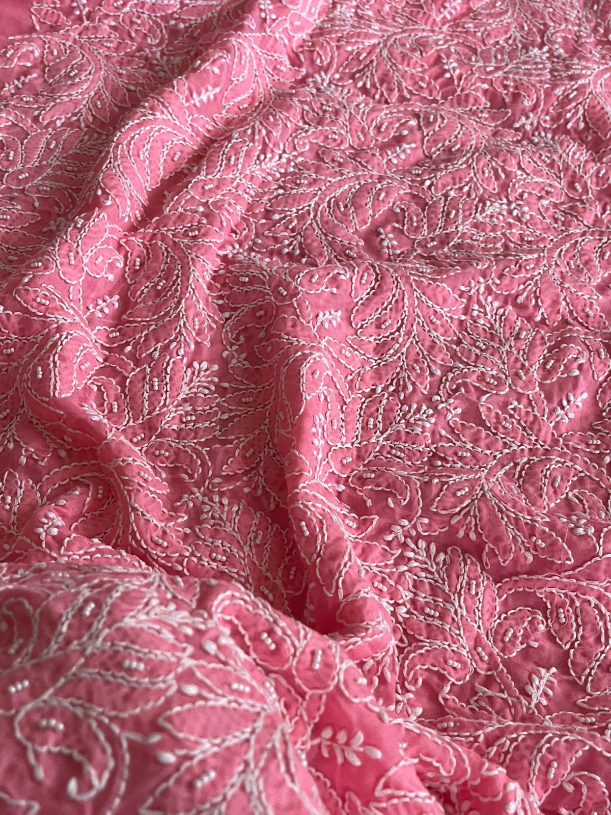 Pure Mul 3 piece suit with pearl work - Pink