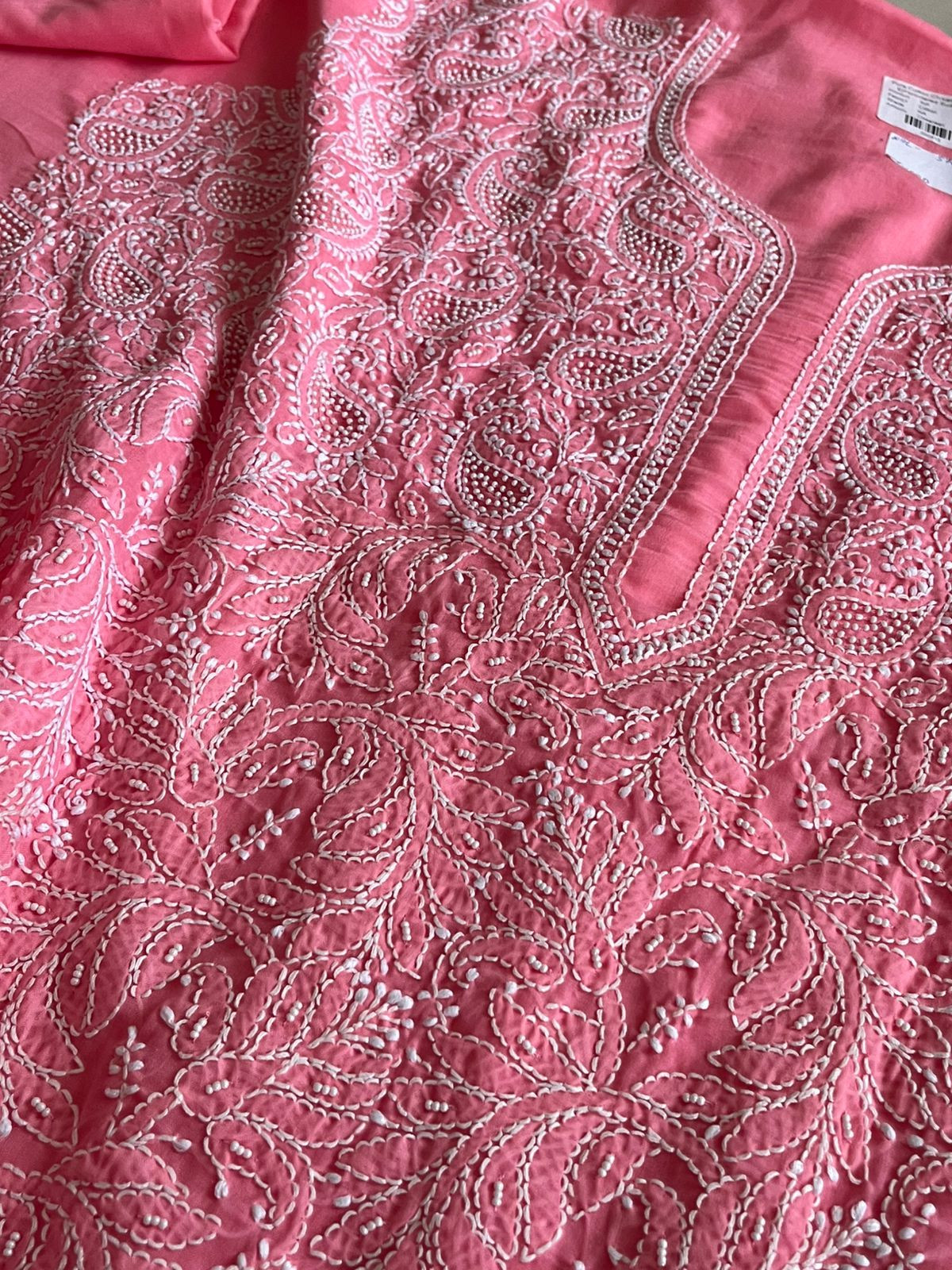 Pure Mul 3 piece suit with pearl work - Pink