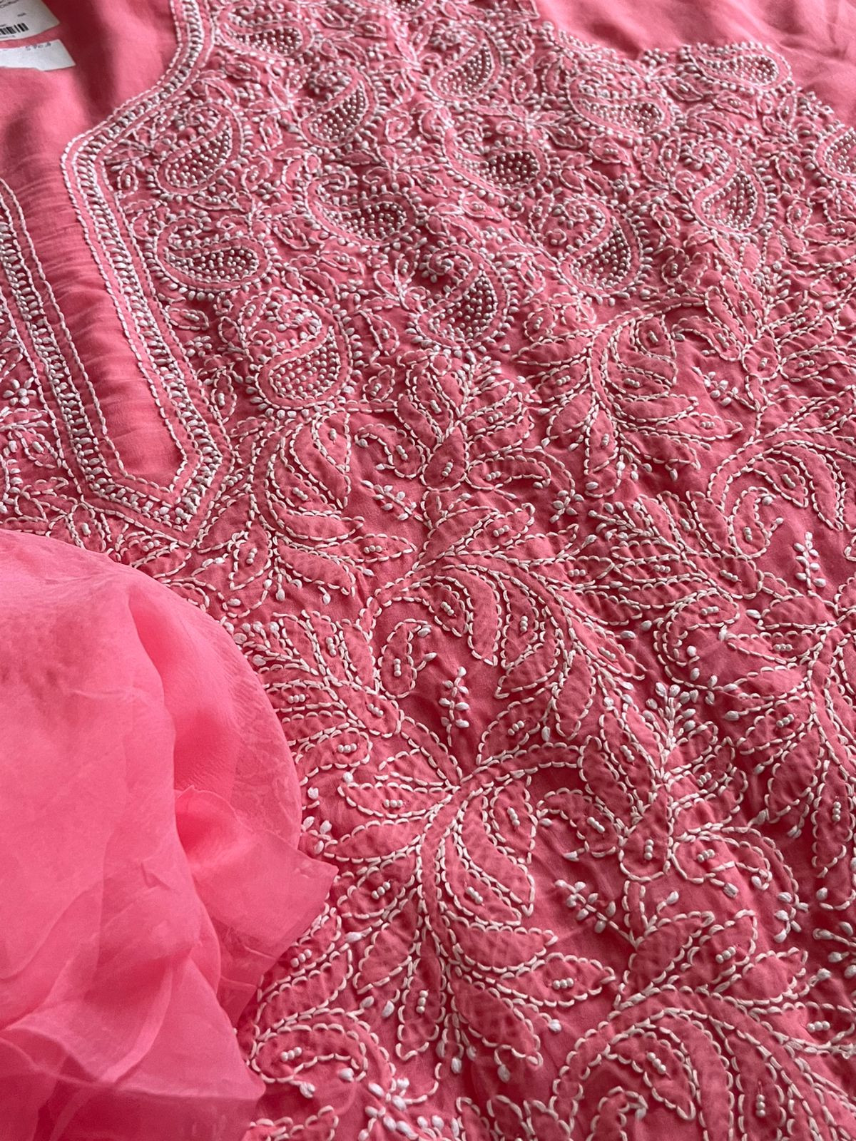 Pure Mul 3 piece suit with pearl work - Pink