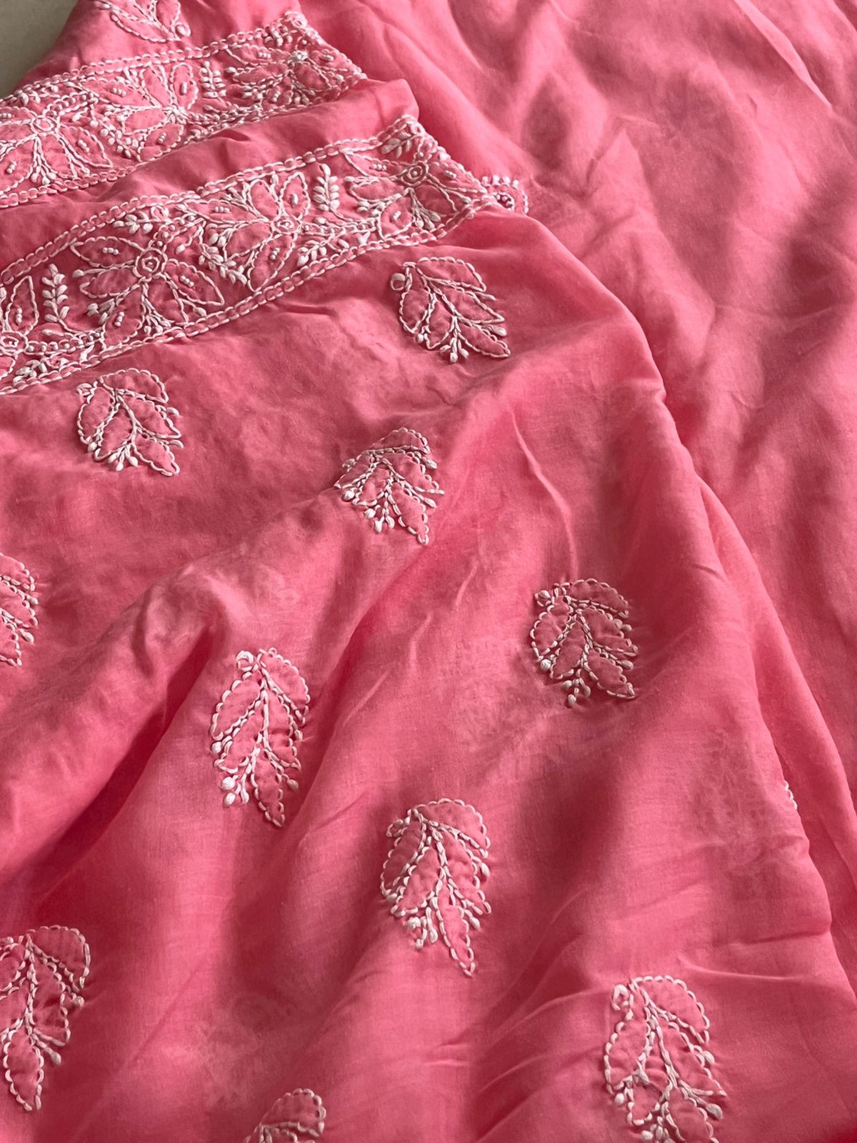 Pure Mul 3 piece suit with pearl work - Pink