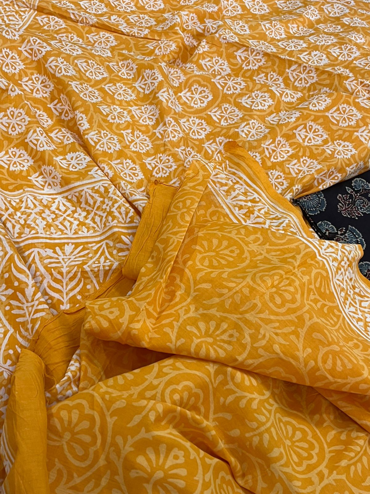 Pure Mul cotton Handblock Printed Saree with complimentary AJRAKH blouse - Orange