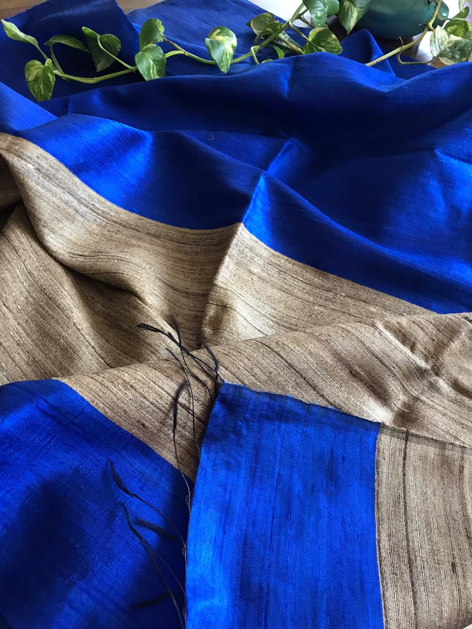 Pure Raw Silk Dupatta - Royal Blue