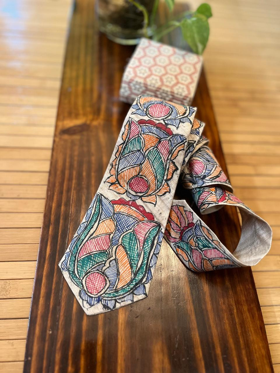 Pure Silk Handpainted Madhubani Tie