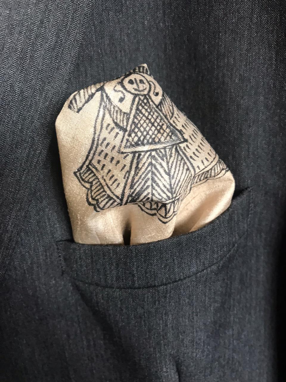 Pure Silk Handpainted Madhubani Tie Handkerchief set