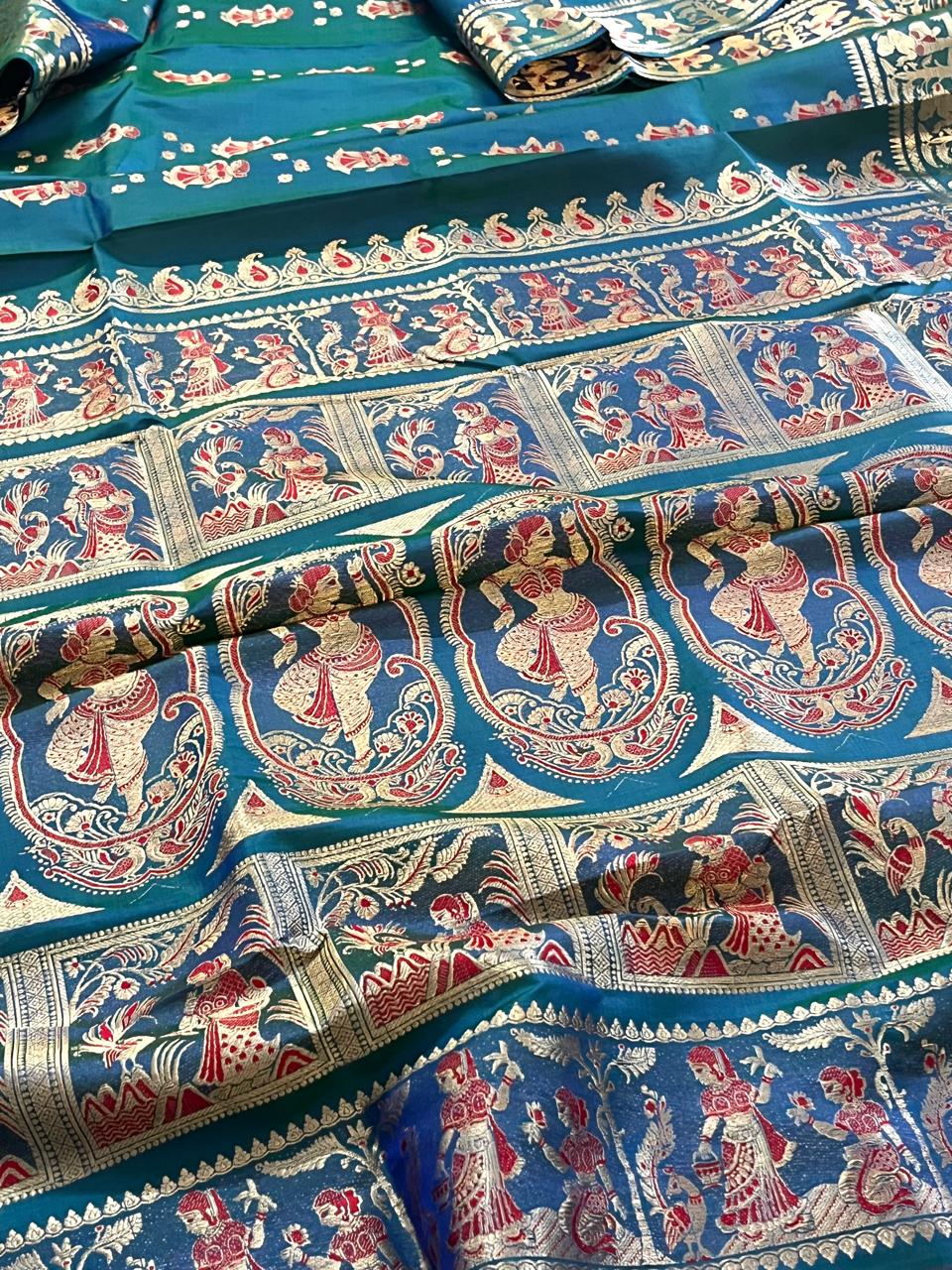 Exquisite Handwoven Pure Silk Swarnachari saree - Jade Green