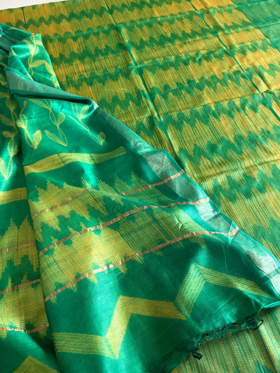 Pure Silk Nui Shibori Kurta Dupatta Set Green