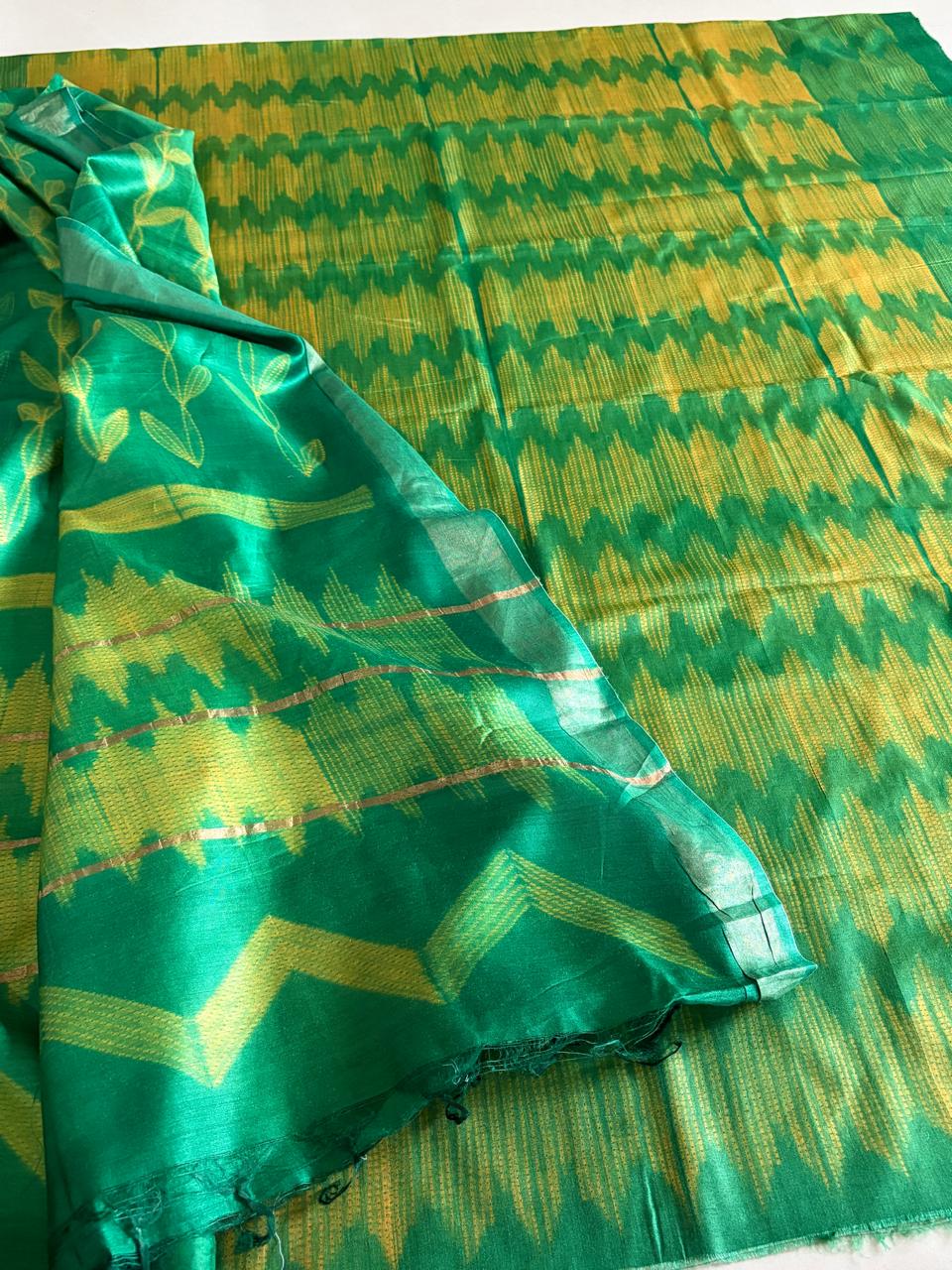 Pure Silk Nui Shibori Kurta Dupatta Set Green