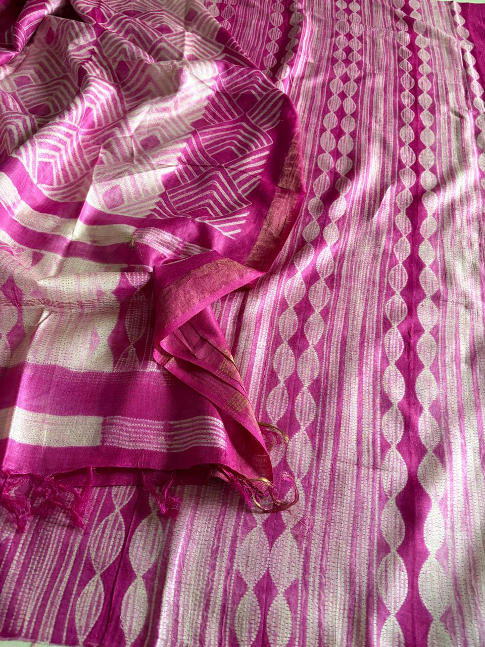 Pure Silk Nui Shibori Kurta Dupatta Set Pastel Pink