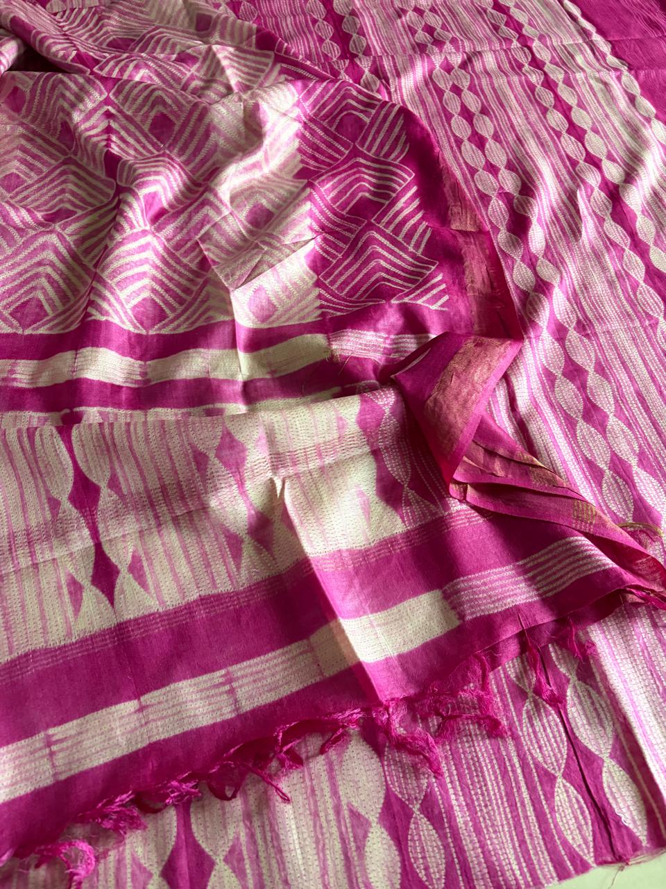 Pure Silk Nui Shibori Kurta Dupatta Set Pastel Pink