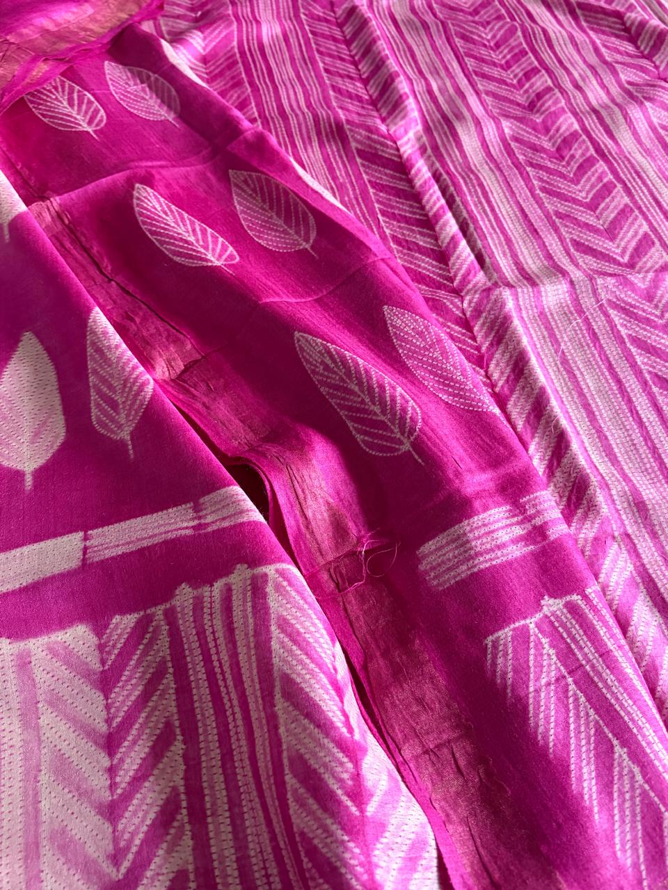 Pure Silk Nui Shibori Kurta Dupatta Set Pink