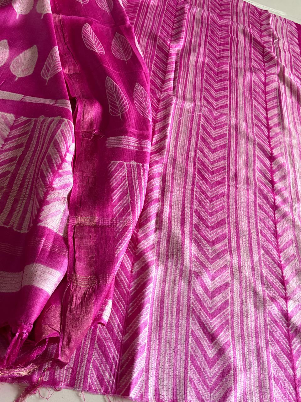 Pure Silk Nui Shibori Kurta Dupatta Set Pink