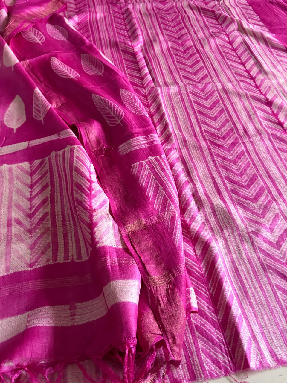 Pure Silk Nui Shibori Kurta Dupatta Set Pink