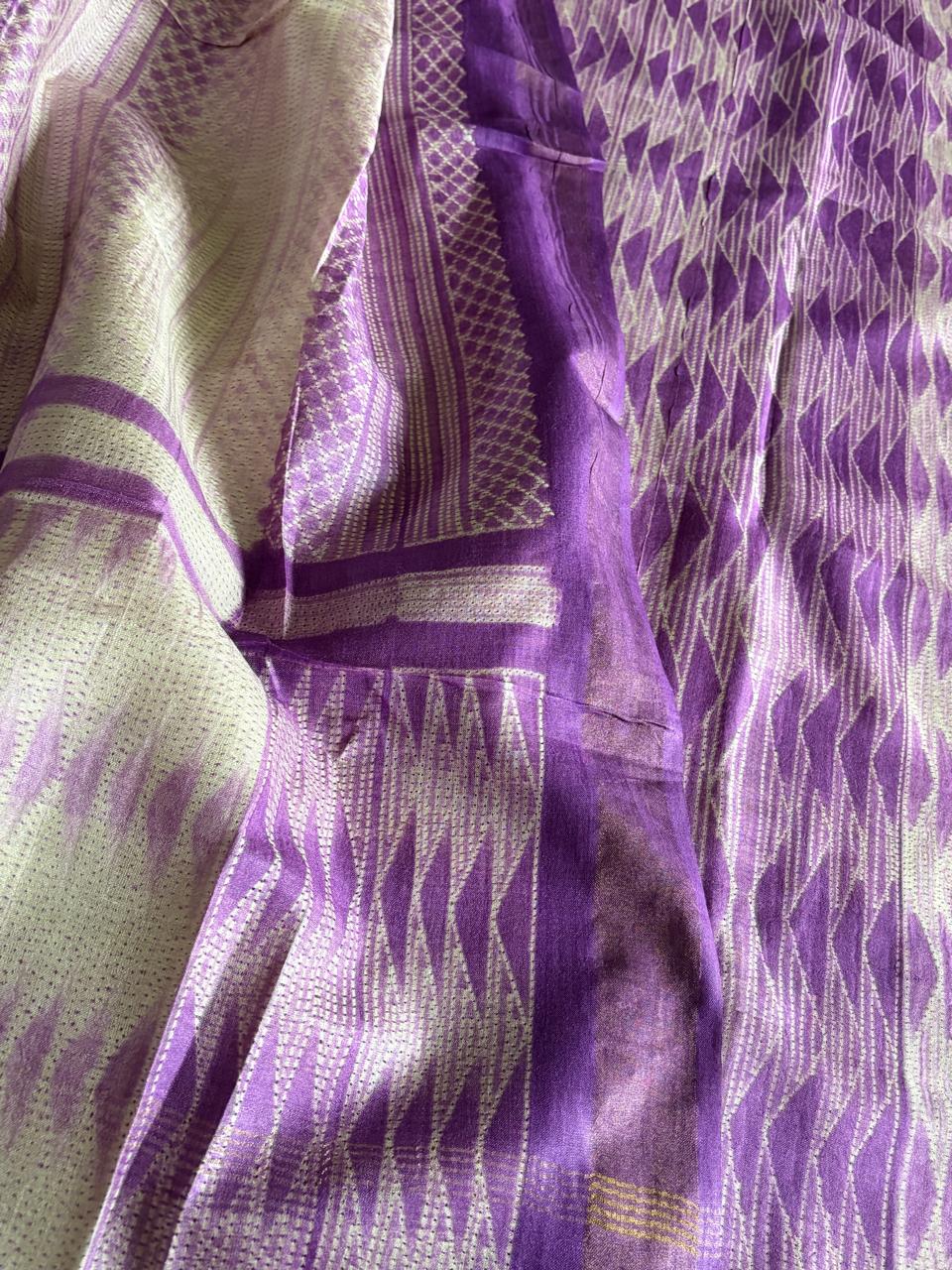 Pure Silk Nui Shibori Kurta Dupatta Set Purple