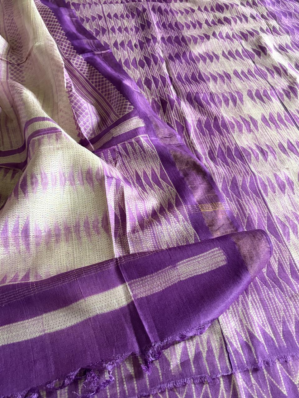Pure Silk Nui Shibori Kurta Dupatta Set Purple