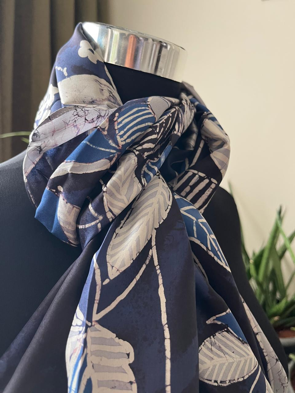 Pure Soft Silk Stole with Hand Wax Batik work