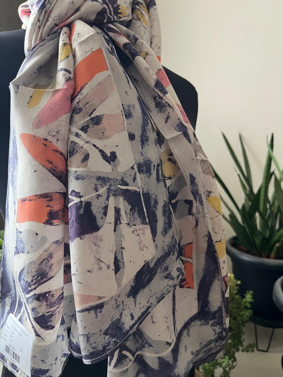 Pure Soft Silk Stole with Hand Wax Batik work