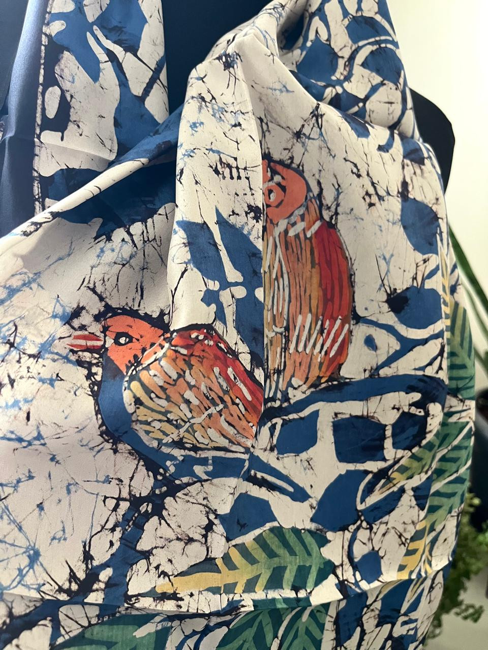 Pure Soft Silk Stole with Hand Wax Batik work