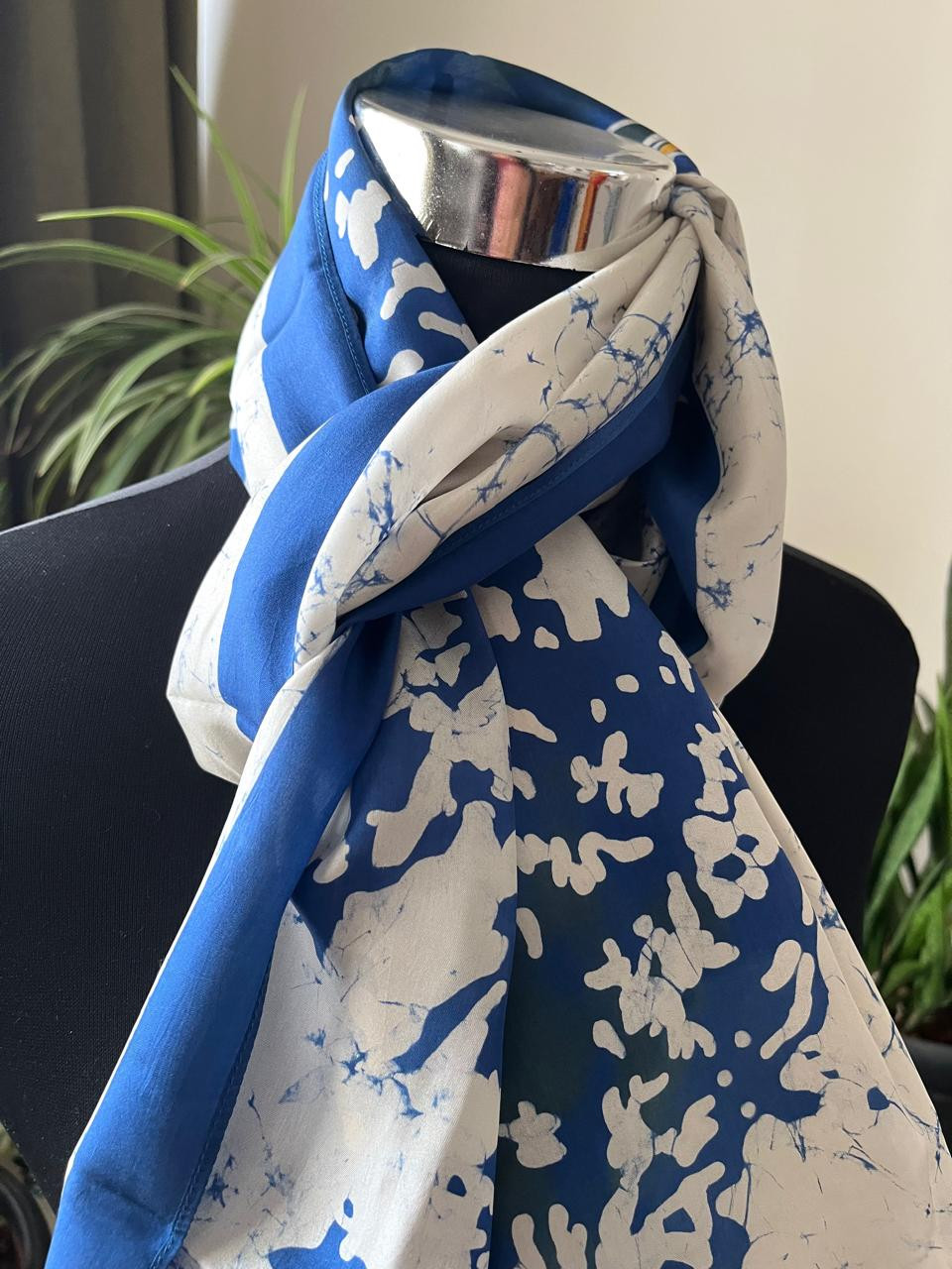 Pure Soft Silk Stole with Hand Wax Batik work