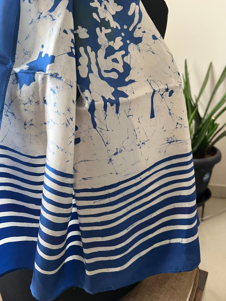 Pure Soft Silk Stole with Hand Wax Batik work