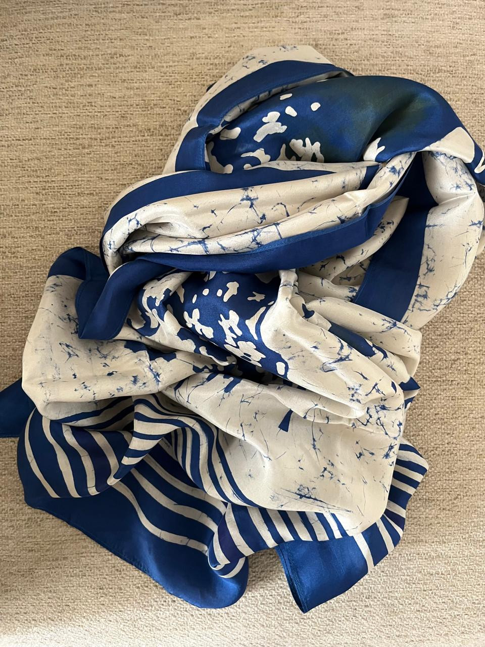 Pure Soft Silk Stole with Hand Wax Batik work