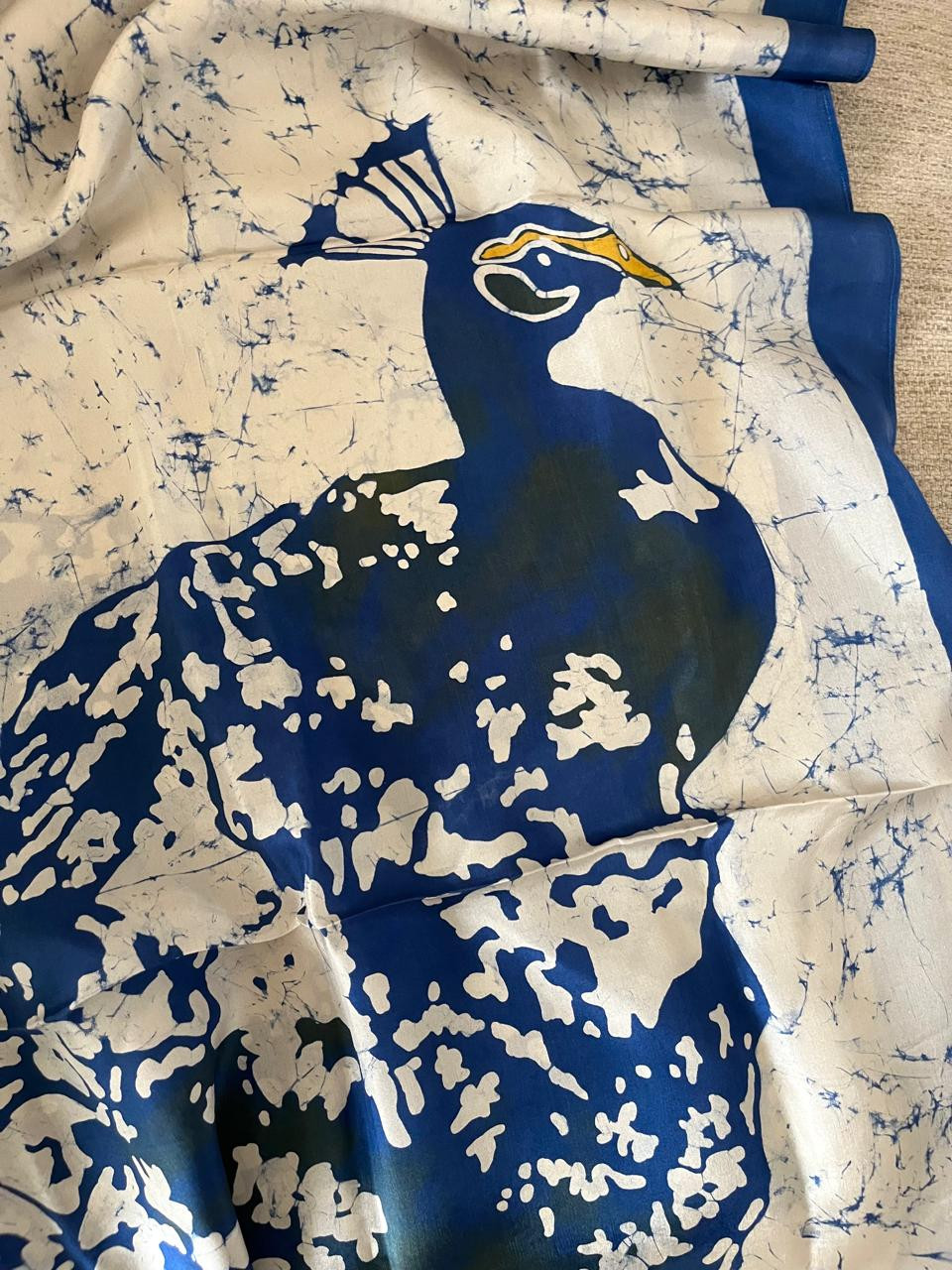 Pure Soft Silk Stole with Hand Wax Batik work